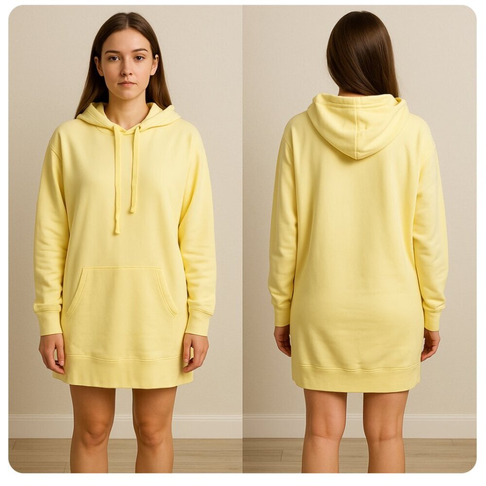 The Drop Women's Size Medium Yellow Long Sleeve Mini Hoodie Dress
